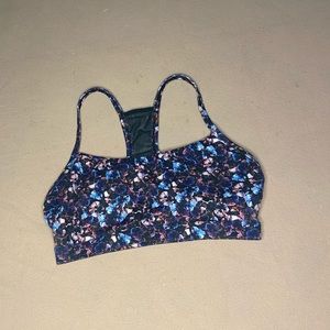 Purple pink and blue floral pattern sports bra XS